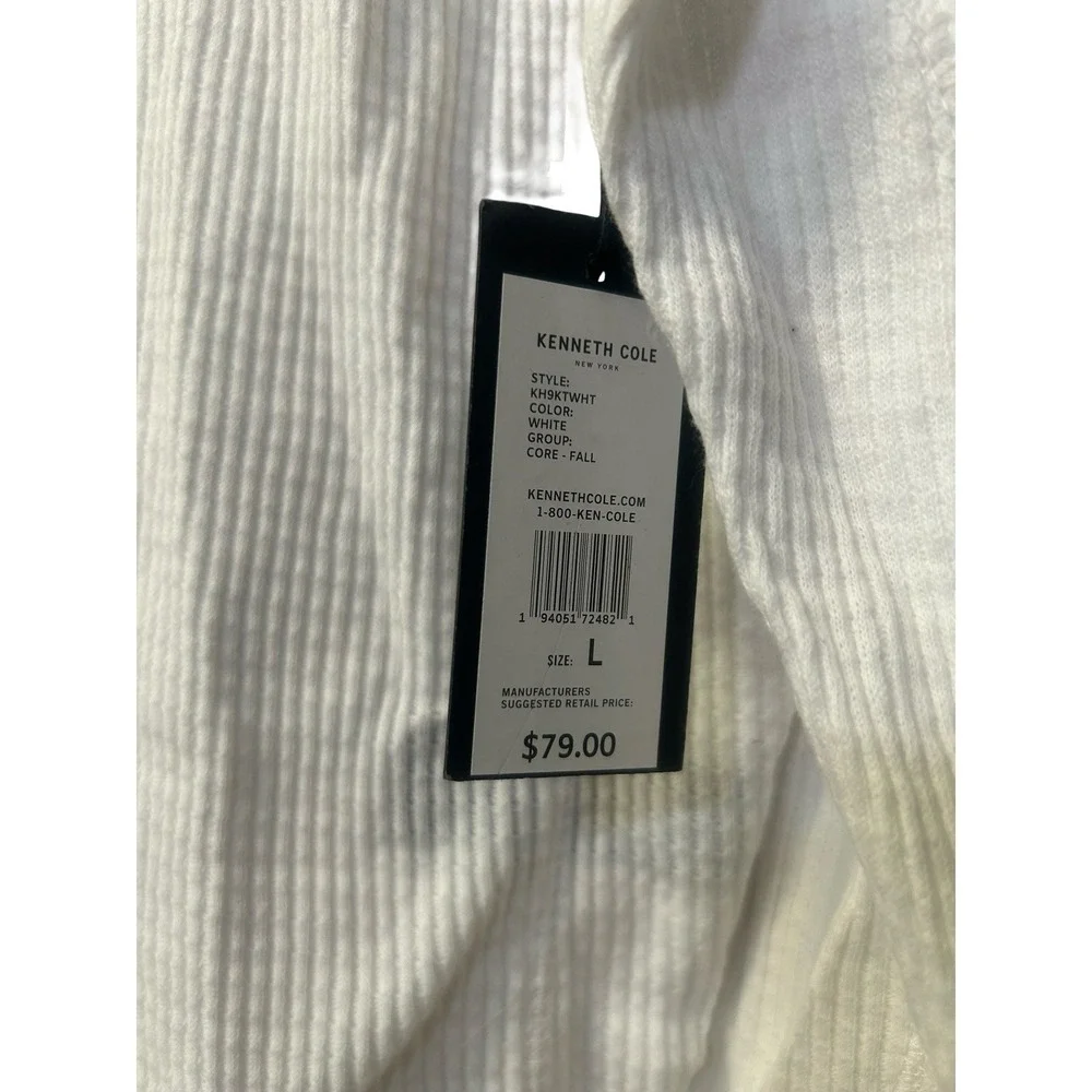 Kenneth Cole New York Mens White Waffle Knit Henley Hoodie KH9KTWHT New Large - Picture 3 of 5